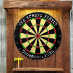 Cible De Fléchettes Family Name Personalized Dartboard<br><div class="desc">A dartboard is a popular recreational and competitive game that provides hours of fun for players of all ages and skill levels. Typically made from sisal fibers, cork, or electronic components, dartboards are designed to withstand the impact of darts while offering precise scoring zones. Standard dartboards feature a circular design...</div>