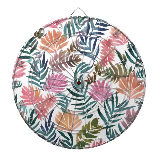 Cible De Fléchettes Feuilles botaniques aquarelle | Feuille florale co (Devant)