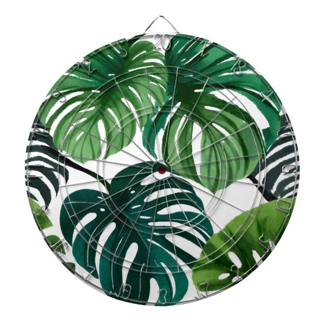 Cible De Fléchettes Feuilles de Monstera Aquarelle Botanique Moderne (Devant)