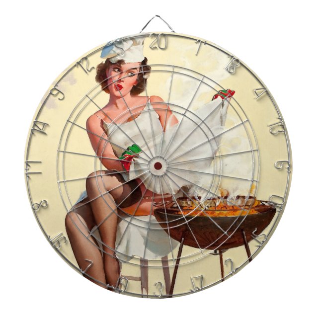 Cible De Fléchettes Fille pin-up barbecue (Devant)