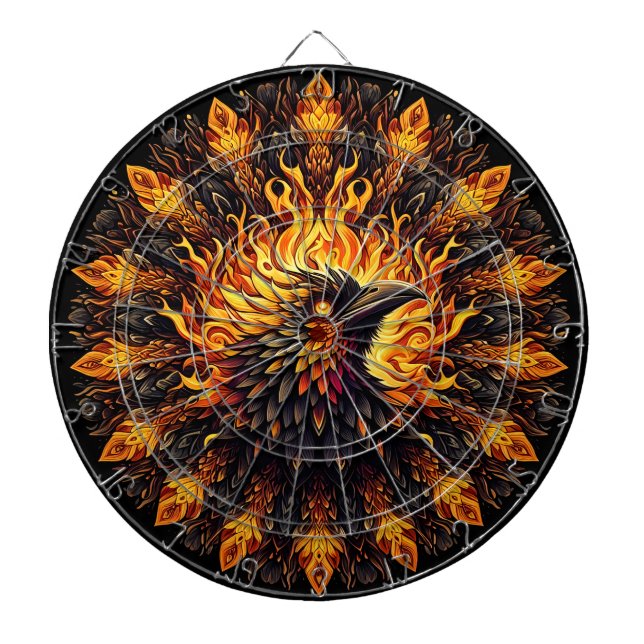 Cible De Fléchettes Flamme Phoenix Circulaire Graphique (Devant)
