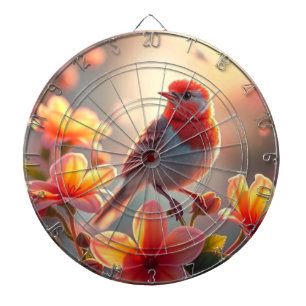 Cible De Fléchettes Fléchette Fleurie Oiseau Orange