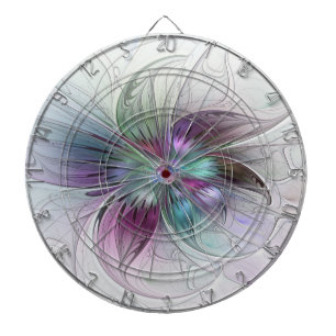 Cible De Fléchettes Fleur abstraite colorée, art fractal floral modern