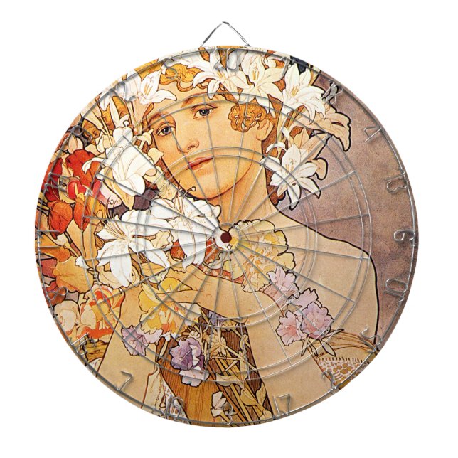Cible De Fléchettes Fleur Alphonse Mucha (Devant)