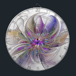 Cible De Fléchettes Fleur d'art Abstrait, énergique et coloré<br><div class="desc">Une puissante fleur d'imaginaire multicolore,  un art fractal floral unique. Conception pour votre tableau de bord inhabituel et plus encore.</div>