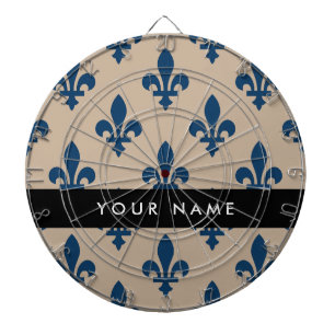 Cible De Fléchettes Fleur de Lis, Bleu Marine sur Beige, Royal, Votre