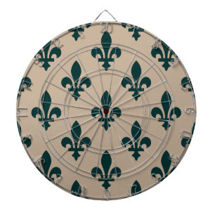 Cible De Fléchettes Fleur de Lis Motif, Royal French Green on Cream