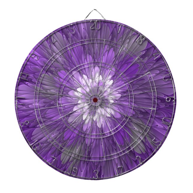 Cible De Fléchettes Fleur psychédélique violette Abstraite Fractal Art (Devant)