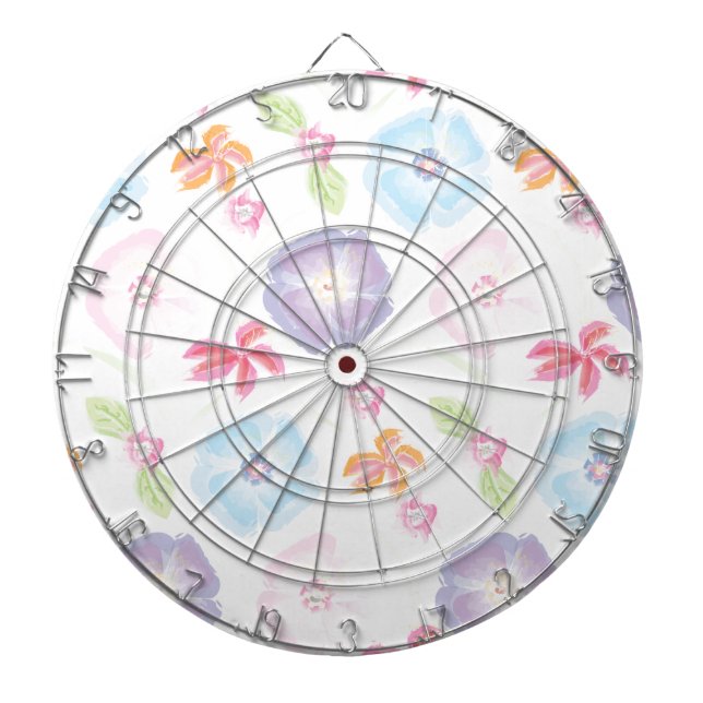 Cible De Fléchettes Fleurs Aquarelle Doux rose Élégant (Devant)