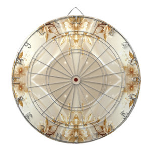 Cible de fléchettes Fleurs Blanches et Dorées