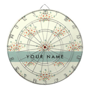 Cible De Fléchettes Fleurs bleues et rouges, Bleues, Votre nom