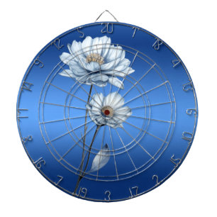 Cible de fléchettes Fleurs d'aquarelle bleue
