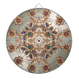 Cible de fléchettes Fleurs de bijou en or Élégant