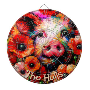 Cible De Fléchettes Fleurs de cochon rouge impressionniste Personnalis