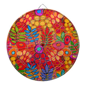 Cible De Fléchettes Fleurs de jardin ensoleillé - Rouge Jaune Orange