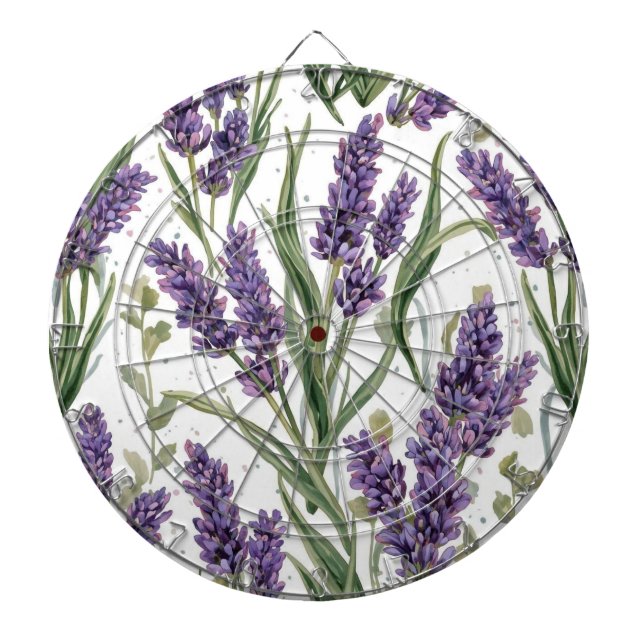 Cible De Fléchettes Fleurs de lavande violette Botanique à l'aquarelle (Devant)