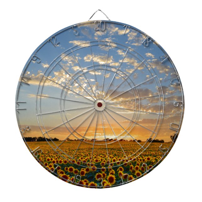 Cible De Fléchettes Fleurs de soleil au coucher du soleil (Devant)