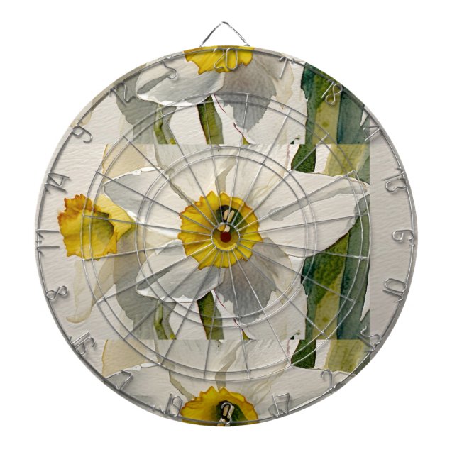 Cible De Fléchettes Fleurs d'Iris Moderne Aquarelle  (Devant)
