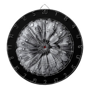Cible De Fléchettes Fleurs Noires Et Blanches 10