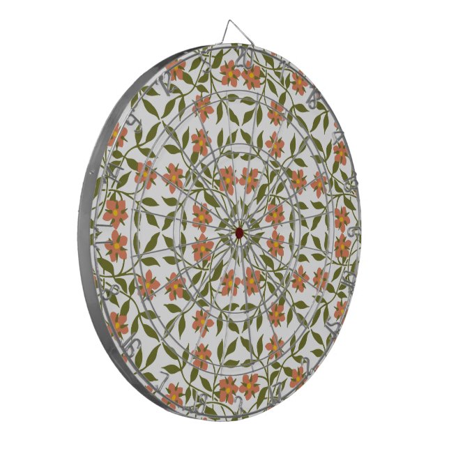 Cible De Fléchettes Fleurs orange, Motif Floral, Verdure, Boho (Devant gauche)