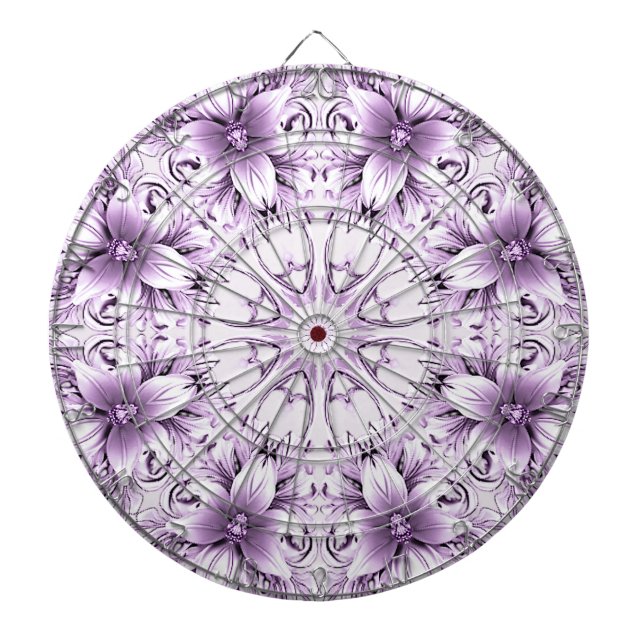 Cible de fléchettes Fleurs Violettes Élégantes (Devant)