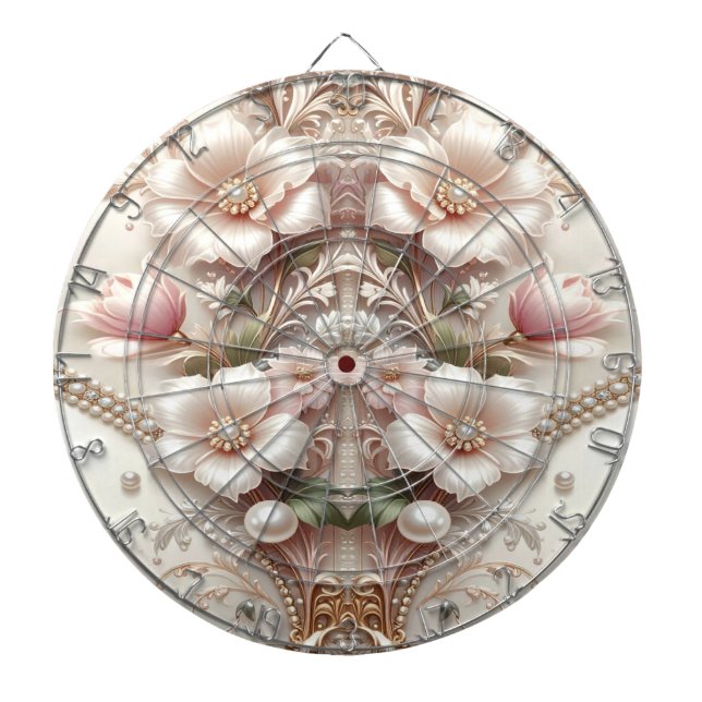 Cible De Fléchettes Floral and Pearl Embellishments Dartboard (Devant)