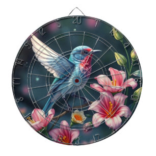 Cible de fléchettes florale oiseau coloré