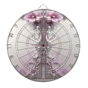 Cible de fléchettes florale rose