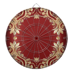 Cible de fléchettes florale rouge or moderne