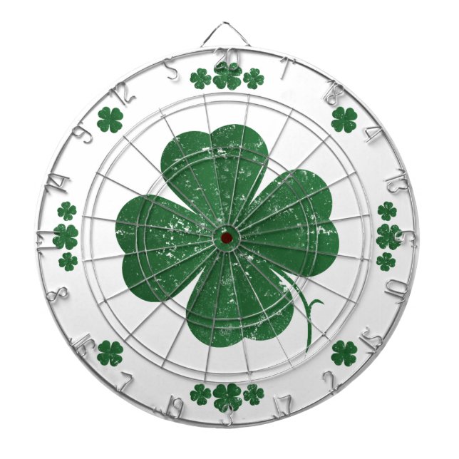 Cible De Fléchettes Four Leaf Clovers - style vintage (Devant)