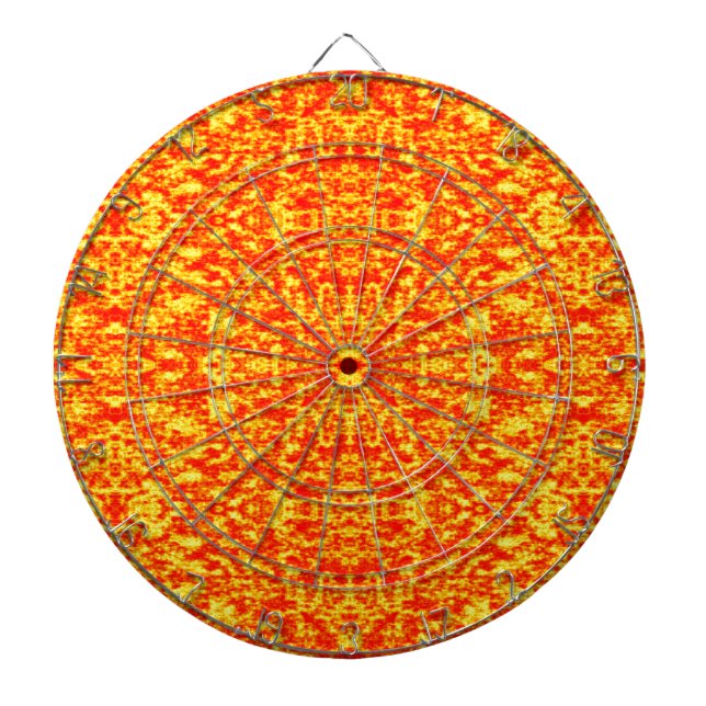 Cible De Fléchettes Fractale Abstraite En Rouge Et Orange (Devant)
