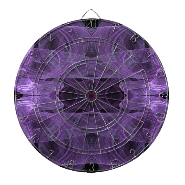 Cible de flechettes fractale Abstraite noire et vi (Devant)