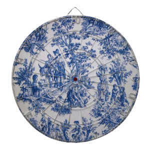 Cible De Fléchettes Française toile de jouy bleu et blanc élégant
