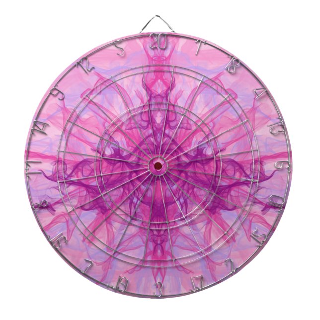 Cible De Fléchettes FUMÉE ROSE - Art fractal moderne et abstrait - (Devant)