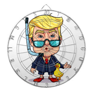 Cible De Fléchettes Funny Donald Trump Snorkel Cartoon with Rubber Duc