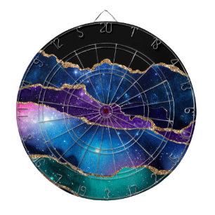 Cible De Fléchettes Galaxie en pierre d'Agate marbrée Étoiles brillant