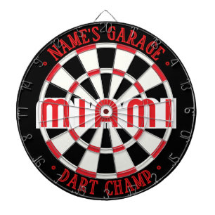 Cible De Fléchettes Garage personnalisé MIAMI Simple Moderne Noir Blan