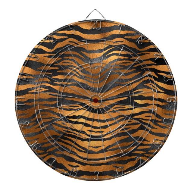 Cible De Fléchettes Glamorous Black Brown Tiger Stripes Animal Print (Devant)