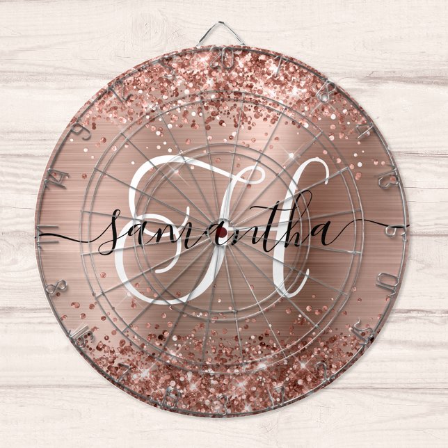 Cible De Fléchettes Glamour Monogramme Rose Gold Pailleté (Créateur téléchargé)