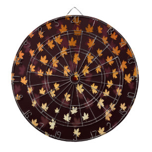 Cible De Fléchettes Gold Maple Leaf on dark red