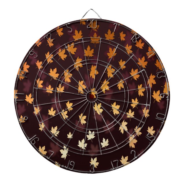 Cible De Fléchettes Gold Maple Leaf on dark red (Devant)