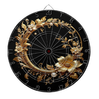 Cible De Fléchettes Golden Floral Ornate Dartboard