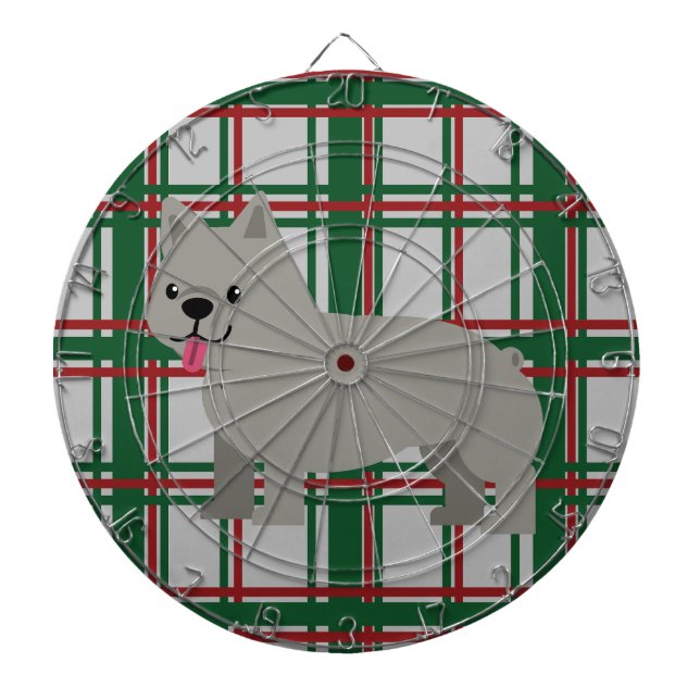 Cible De Fléchettes Gray French Bulldog, Christmas Plaid (Devant)