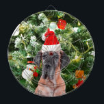 Cible De Fléchettes Great Dane w Christmas Tree Cadeaux Boîtes de Noël<br><div class="desc">Un mignon chien de la Grande Danse portant le chapeau rouge du Père Noël et posant devant l'arbre de Noël joliment décoré,  avec des boîtes cadeaux bonhomme de neige,  ours en peluche,  ornements de Noël. Un cadeau parfait pour ce Noël !</div>