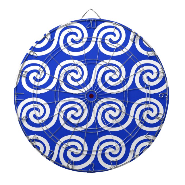 Cible De Fléchettes Grec Meander Key Waves Motif Bleu (Devant)