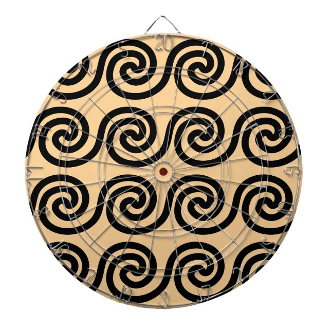 Cible De Fléchettes Grec Meander Key Waves Motif Brown (Devant)