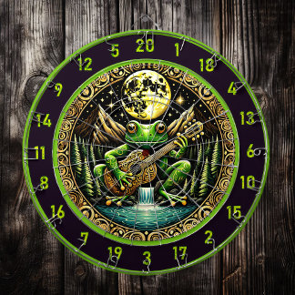 Cible De Fléchettes Green Frog Joue De La Guitare Par Lune