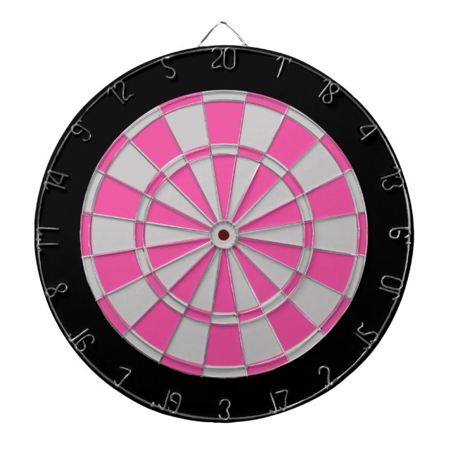 Cible de flechettes : Gris argenté, rose, et noir (Devant)