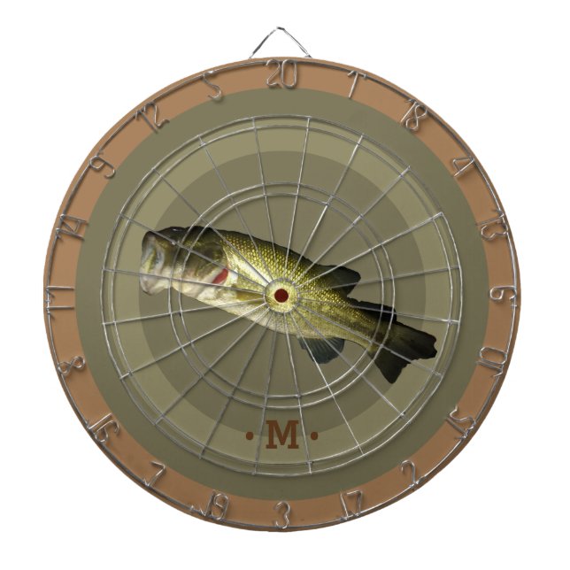 Cible De Fléchettes Grosse Bouche Poisson Sport Hobby Monogrammes Mens (Devant)