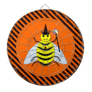 Cible De Fléchettes Halloween Magic Bee Witch Orange et Black Stripes